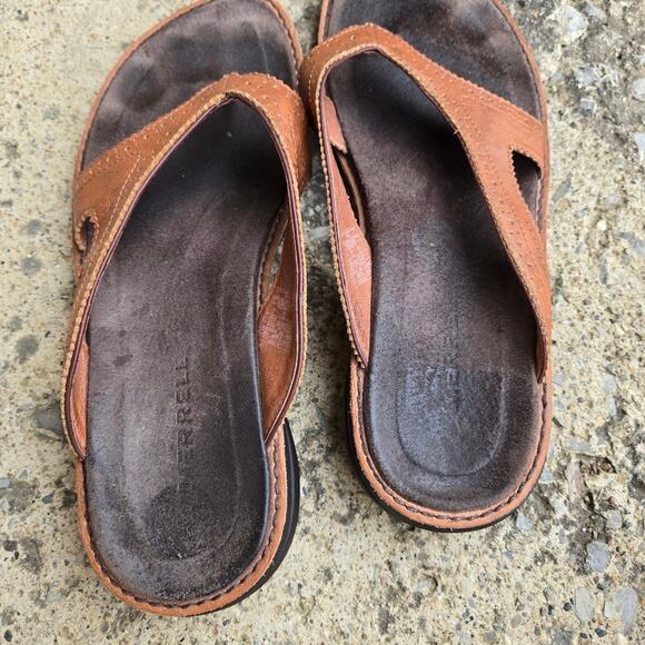 Merrell Tetra Thong Antique Orange Sandal Womens 8 Slip On Thong Casual Leather - Picture 5 of 9